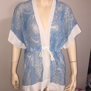 New York &Co Blue Sheer Coverup Beach Bathing Suit